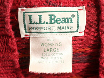 80s USA製 エルエルビーン フェアアイル コットン ニット セーター レディース L / ヴィンテージ LLBEAN ノルディック LLビーン ハイネック