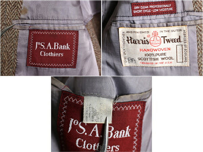 80s USA製 Jos.A.Bank ハリスツイード テーラード ジャケット メンズ M 古着 80年代 ヴィンテージ ツイード ウール ブレザー マルチカラー