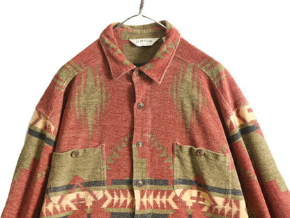 00s オービス ネイティブ コットン シャツ メンズ M / 00年代 オールド ORVIS アウトドア 長袖シャツ ポケット付き ジャケット 総柄 パイル