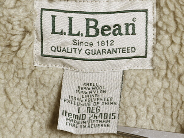 エルエルビーン チェック ウール ベスト メンズ L / LLBEAN 裏 ボア パイル フリース ライナー付き フルジップ ハイネック 重ね着 ツートン