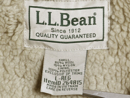 エルエルビーン チェック ウール ベスト メンズ L / LLBEAN 裏 ボア パイル フリース ライナー付き フルジップ ハイネック 重ね着 ツートン