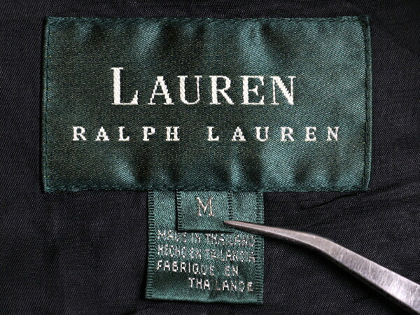 90s LAUREN ラルフローレン 中綿 キルティング ナイロン ベスト レディース M / オールド ポロ 重ね着 ハイネック フェイク ファー付き 黒