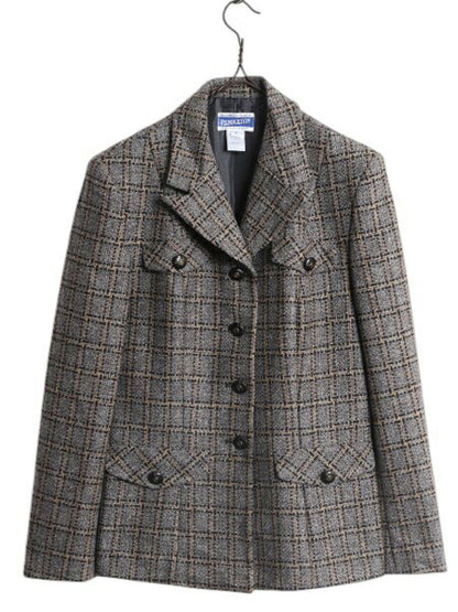 デッドストック 90s USA製 ペンドルトン テーラード ジャケット レディース S 新品 オールド PENDLETON ウール ブレザー チェック ツイード