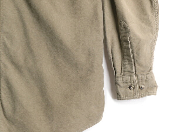 US企画 フィルソン モールスキン シャツ メンズ L 古着 FILSON コットン ネルシャツ シャモア 長袖シャツ ヘビーウェイト 無地 ネル カーキ