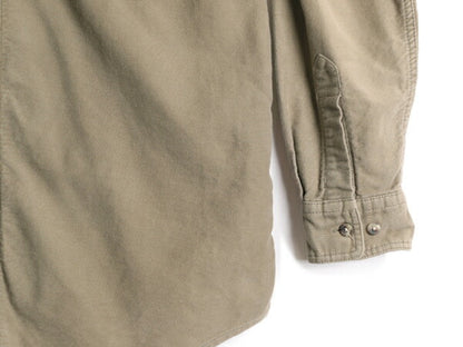 US企画 フィルソン モールスキン シャツ メンズ L 古着 FILSON コットン ネルシャツ シャモア 長袖シャツ ヘビーウェイト 無地 ネル カーキ