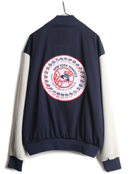 00s MLB ヤンキース ジャージ スタジャン メンズ L / 00年代 オールド ジャケット ライナー付き スタジアム ジャンパー 大リーグ ブルゾン