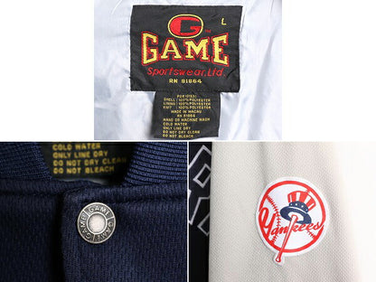 00s MLB ヤンキース ジャージ スタジャン メンズ L / 00年代 オールド ジャケット ライナー付き スタジアム ジャンパー 大リーグ ブルゾン