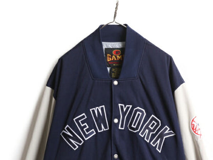 00s MLB ヤンキース ジャージ スタジャン メンズ L / 00年代 オールド ジャケット ライナー付き スタジアム ジャンパー 大リーグ ブルゾン