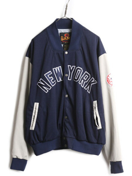 00s MLB ヤンキース ジャージ スタジャン メンズ L / 00年代 オールド ジャケット ライナー付き スタジアム ジャンパー 大リーグ ブルゾン
