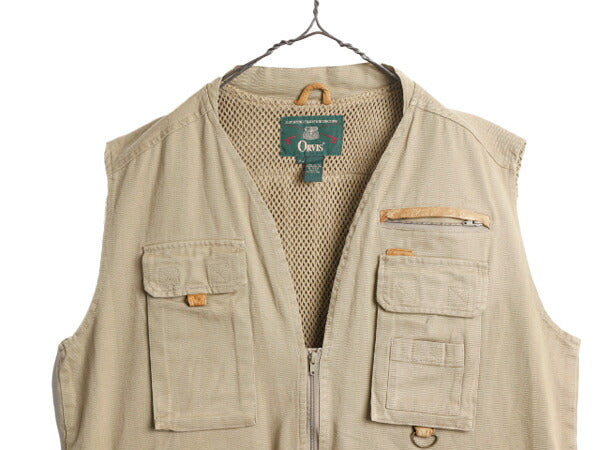 90s オービス フィッシング ベスト メンズ XL 90年代 オールド 旧タグ ORVIS アウトドア 重ね着 サファリ ハンティング 前開き 多ポケット