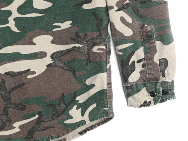90s カベラス ウッドランド カモ シャモア クロス シャツ メンズ M 程/ 90年代 オールド Cabelas ネルシャツ フランネル アウトドア 迷彩
