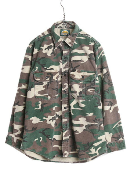 90s カベラス ウッドランド カモ シャモア クロス シャツ メンズ M 程/ 90年代 オールド Cabelas ネルシャツ フランネル アウトドア 迷彩