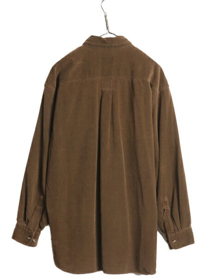 90s エルエルビーン コーデユロイ 長袖 ボタンダウン シャツ メンズ L / 90年代 オールド LLBEAN アウトドア 長袖シャツ ポケット付き 無地
