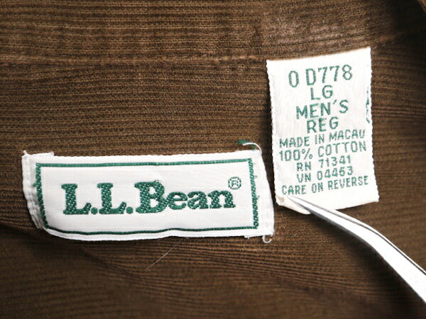 90s エルエルビーン コーデユロイ 長袖 ボタンダウン シャツ メンズ L / 90年代 オールド LLBEAN アウトドア 長袖シャツ ポケット付き 無地