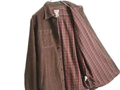 00s エルエルビーン コーデユロイ 長袖 シャツ メンズ L 00年代 オールド LLBEAN アウトドア 長袖シャツ チェック ライナー付き ジャケット