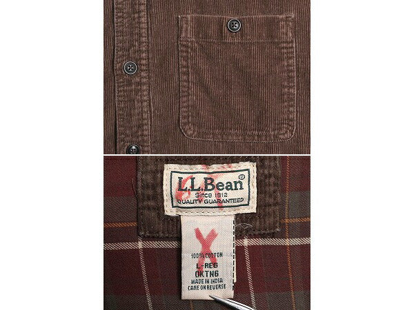00s エルエルビーン コーデユロイ 長袖 シャツ メンズ L 00年代 オールド LLBEAN アウトドア 長袖シャツ チェック ライナー付き ジャケット