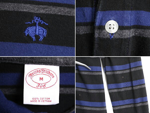 ブルックスブラザーズ ボーダー 長袖 ポロシャツ メンズ M / BROOKS BROTHERS 346 長袖シャツ コットン ワンポイント ボックス カットソー