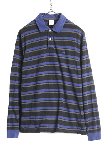ブルックスブラザーズ ボーダー 長袖 ポロシャツ メンズ M / BROOKS BROTHERS 346 長袖シャツ コットン ワンポイント ボックス カットソー