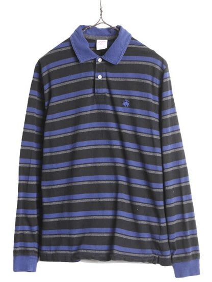 ブルックスブラザーズ ボーダー 長袖 ポロシャツ メンズ M / BROOKS BROTHERS 346 長袖シャツ コットン ワンポイント ボックス カットソー