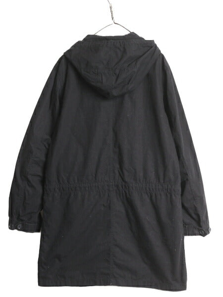 GAP モッズ パーカー タイプ ロング コート メンズ S 古着 ギャップ ジャケット フード フルジップ ミリタリー ブルゾン ブラック コットン