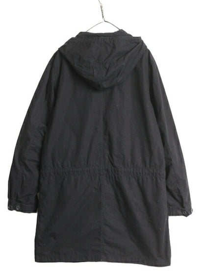 GAP モッズ パーカー タイプ ロング コート メンズ S 古着 ギャップ ジャケット フード フルジップ ミリタリー ブルゾン ブラック コットン
