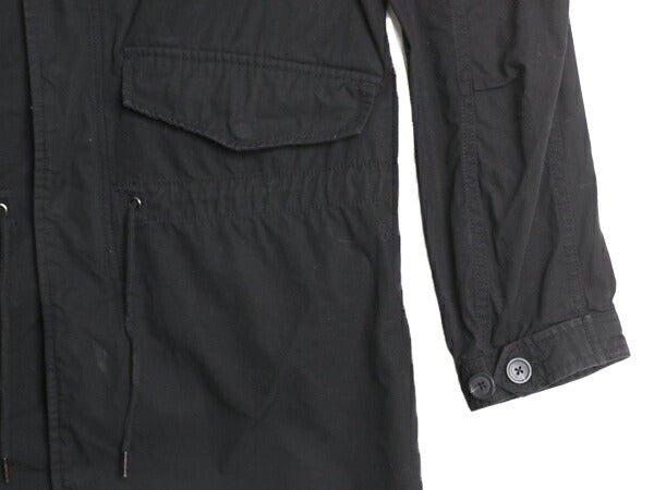 GAP モッズ パーカー タイプ ロング コート メンズ S 古着 ギャップ ジャケット フード フルジップ ミリタリー ブルゾン ブラック コットン