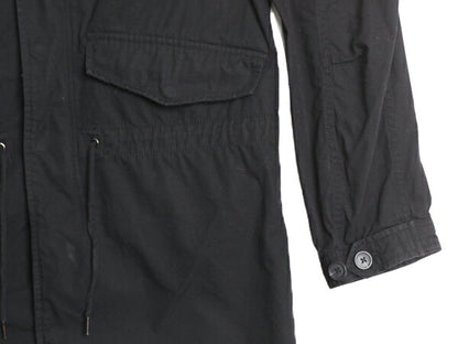 GAP モッズ パーカー タイプ ロング コート メンズ S 古着 ギャップ ジャケット フード フルジップ ミリタリー ブルゾン ブラック コットン
