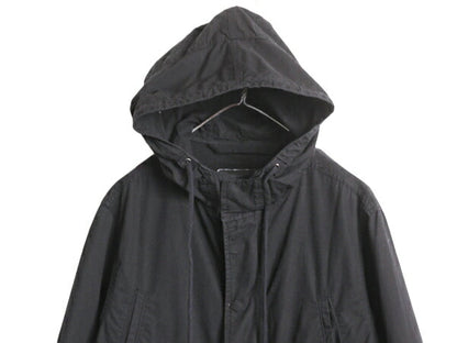 GAP モッズ パーカー タイプ ロング コート メンズ S 古着 ギャップ ジャケット フード フルジップ ミリタリー ブルゾン ブラック コットン