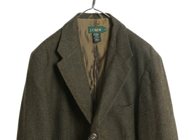 90s J CREW テーラード ジャケット メンズ XL 古着 旧タグ オールド 巨人タグ ジェイクルー ブレザー ウール モヘア 大きいサイズ オリーブ