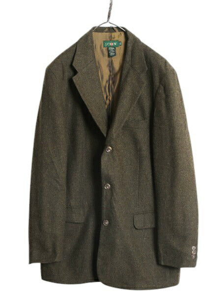 90s J CREW テーラード ジャケット メンズ XL 古着 旧タグ オールド 巨人タグ ジェイクルー ブレザー ウール モヘア 大きいサイズ オリーブ