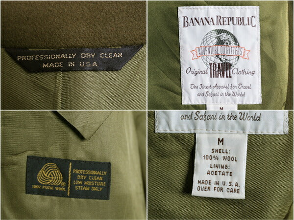 90s USA製 バナナリパブリック メルトン テーラード ジャケット メンズ M 古着 90年代 オールド BANANA REPUBLIC ウール ブレザー オリーブ