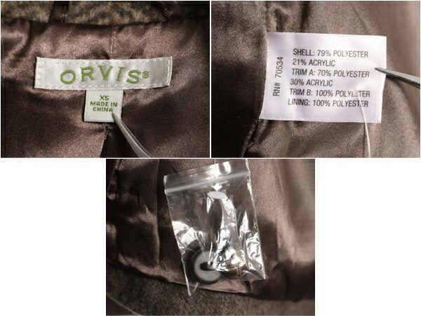 デッドストック 00s オービス フルジップ フィールド ジャケット レディース XS オールド ORVIS ハイネック ブルゾン 本革 エルボーパッチ