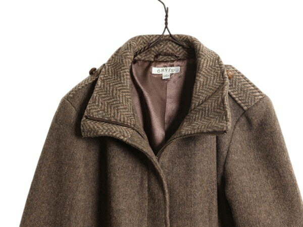 デッドストック 00s オービス フルジップ フィールド ジャケット レディース XS オールド ORVIS ハイネック ブルゾン 本革 エルボーパッチ