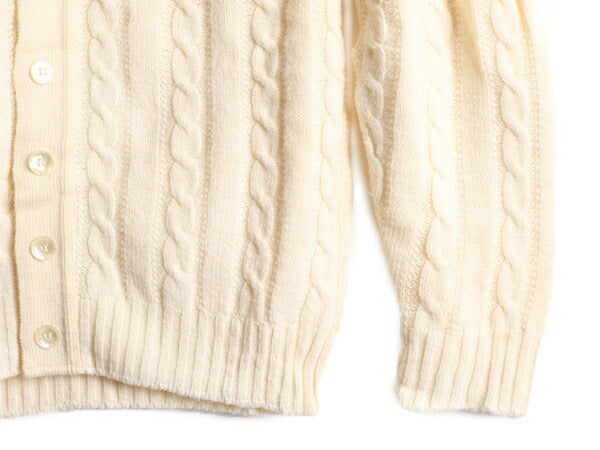 70s USA製 ジャンセン アクリル ケーブル ニット カーディガン メンズ M / 古着 70年代 ヴィンテージ Jantzen セーター 前開き ナチュラル