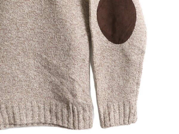 エルエルビーン ショールカラー ラム ウール ニット セーター メンズ L 古着 LLBEAN プルオーバー エルボーパッチ LLビーン アウトドア 杢