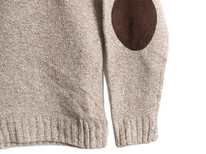 エルエルビーン ショールカラー ラム ウール ニット セーター メンズ L 古着 LLBEAN プルオーバー エルボーパッチ LLビーン アウトドア 杢