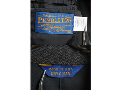 90s USA製 ペンドルトン ツイード テーラード ジャケット メンズ M 程/ オールド PENDLETON ブレザー ウール 本革 レザー エルボーパッチ