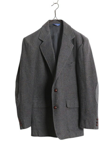 90s USA製 ペンドルトン ツイード テーラード ジャケット メンズ M 程/ オールド PENDLETON ブレザー ウール 本革 レザー エルボーパッチ