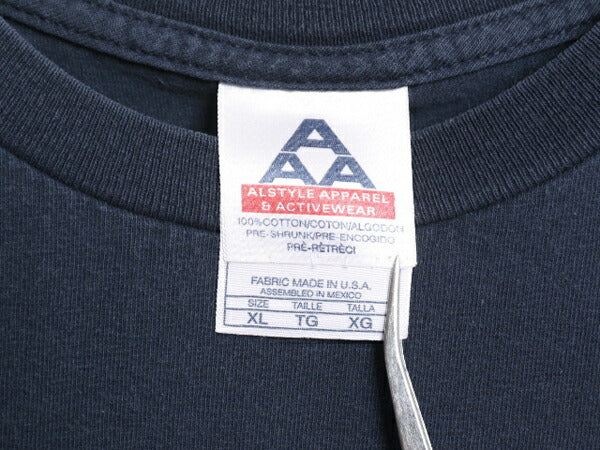 00s USA製 ジョーク メッセージ プリント 半袖 Tシャツ メンズ XL 古着 00年代 オールド ヘビーウェイト 大きいサイズ プリントT ネイビー