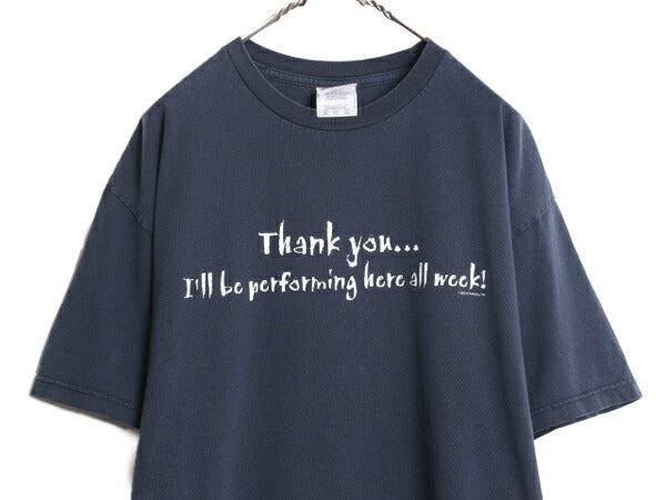 00s USA製 ジョーク メッセージ プリント 半袖 Tシャツ メンズ XL 古着 00年代 オールド ヘビーウェイト 大きいサイズ プリントT ネイビー