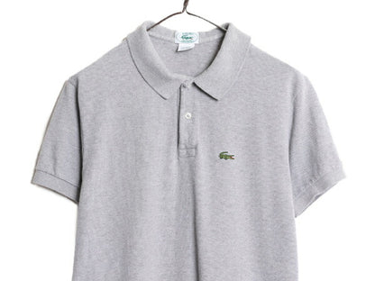 80s USA製 ラコステ 鹿の子 半袖 ポロシャツ メンズ L / 古着 80年代 ヴィンテージ LACOSTE 半袖シャツ ワンポイント ワニ刺繍 コットン 灰