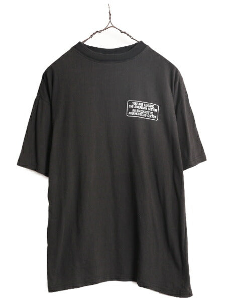 90s メッセージ 両面 プリント 半袖 Tシャツ メンズ L 古着 90年代 オールド グラフィック コットン バックプリント クルーネック ブラック