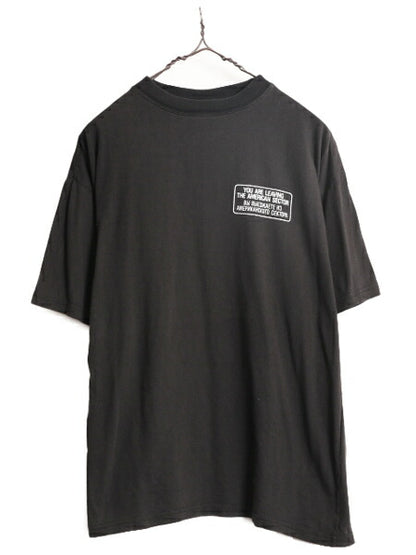 90s メッセージ 両面 プリント 半袖 Tシャツ メンズ L 古着 90年代 オールド グラフィック コットン バックプリント クルーネック ブラック
