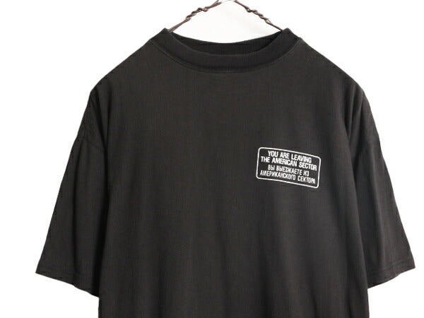 90s メッセージ 両面 プリント 半袖 Tシャツ メンズ L 古着 90年代 オールド グラフィック コットン バックプリント クルーネック ブラック