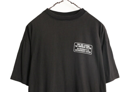 90s メッセージ 両面 プリント 半袖 Tシャツ メンズ L 古着 90年代 オールド グラフィック コットン バックプリント クルーネック ブラック