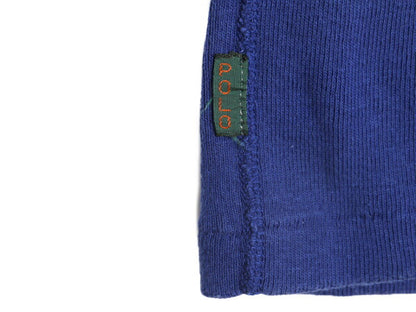 90s ポロ ラルフローレン ヘンリーネック リブ編み 半袖 Tシャツ メンズ M / 古着 90年代 オールド アンダーシャツ ポニー無し 無地 ブルー