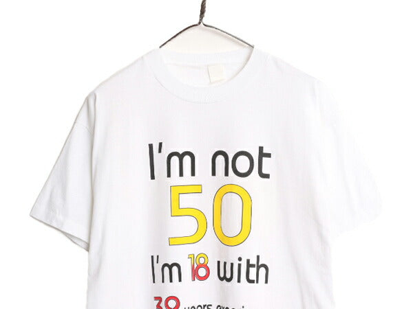 80s ジョーク メッセージ プリント 半袖 Tシャツ メンズ XL 程/ 古着 80年代 ヴィンテージ 大きいサイズ シングルステッチ グラフィック 白