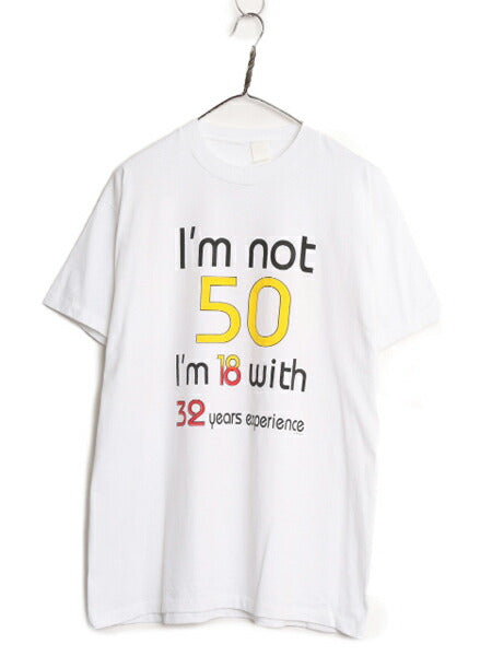 80s ジョーク メッセージ プリント 半袖 Tシャツ メンズ XL 程/ 古着 80年代 ヴィンテージ 大きいサイズ シングルステッチ グラフィック 白