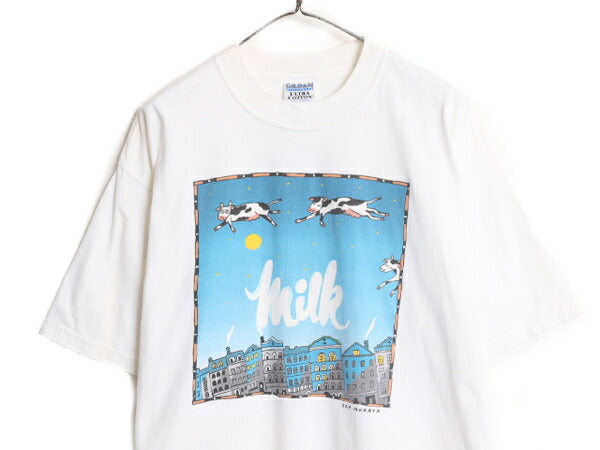00s ウシ アート イラスト プリント 半袖 Tシャツ メンズ XL / 古着 00年代 オールド アニマル 大きいサイズ ヘビーウェイト グラフィック