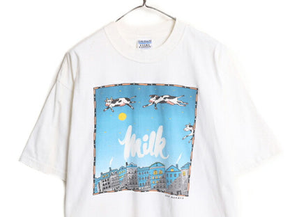 00s ウシ アート イラスト プリント 半袖 Tシャツ メンズ XL / 古着 00年代 オールド アニマル 大きいサイズ ヘビーウェイト グラフィック